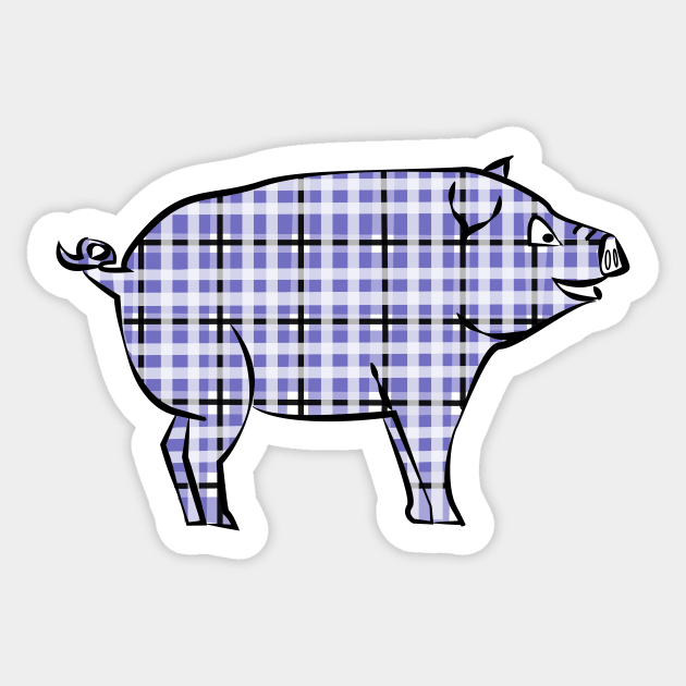 Lispe Plaid Pig Sticker by Lispe